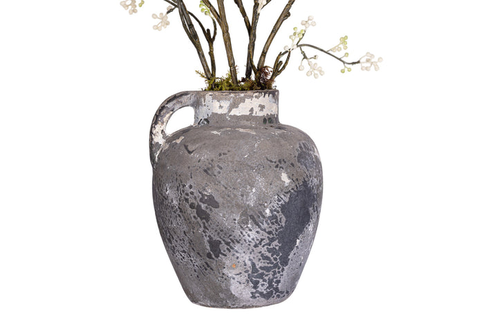 11" Wren Jug with Cherry Blossom Arrangement AR1158