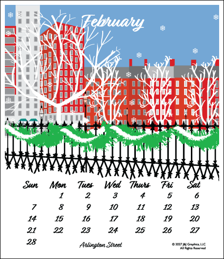 2027 Poster Calendar - 11 x 14 - Boston