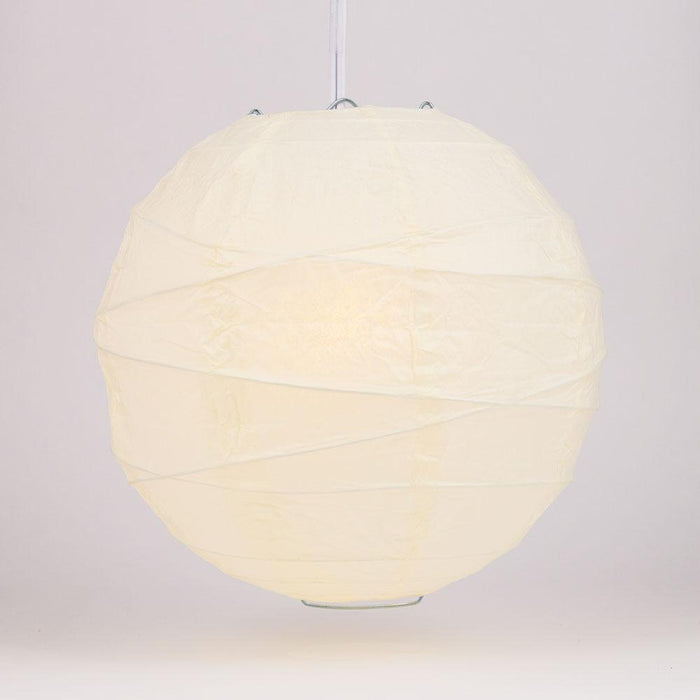 30" Beige / Ivory Jumbo Round Paper Lantern, Crisscross Ribbing, Chinese Hanging Wedding & Party Decoration
