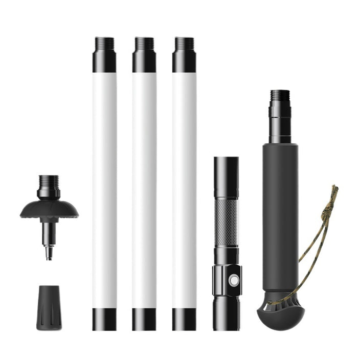 Detachable components of an illuminated outdoor trekking pole EDEN.