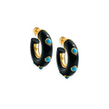 Black Onyx Turquoise Studded Hoop Earrings