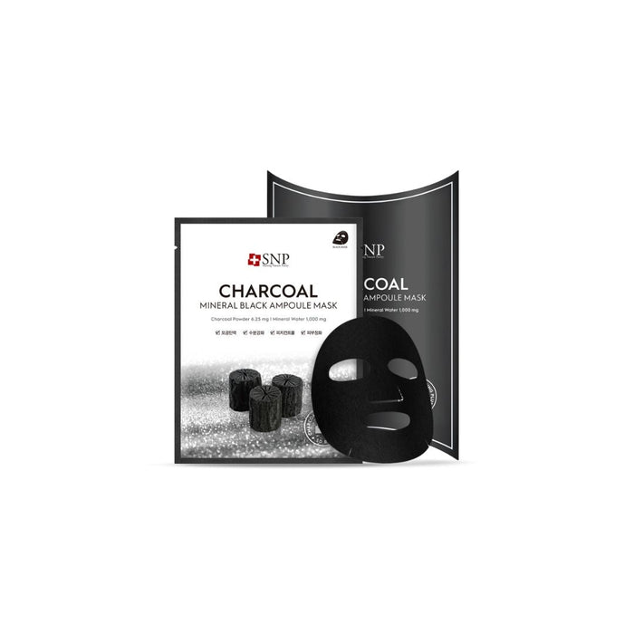 SNP Charcoal Mineral Black Ampoule Mask Box [10pcs] | La Cosmetique