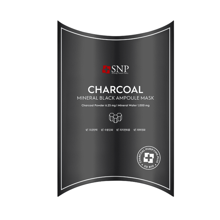 SNP Charcoal Mineral Black Ampoule Mask Box [10pcs] | La Cosmetique