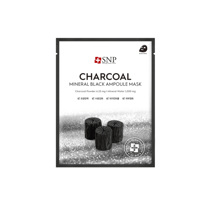 SNP Charcoal Mineral Black Ampoule Mask Box [10pcs] | La Cosmetique