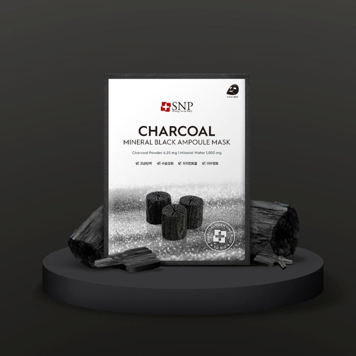 SNP Charcoal Mineral Black Ampoule Mask Box [10pcs] | La Cosmetique