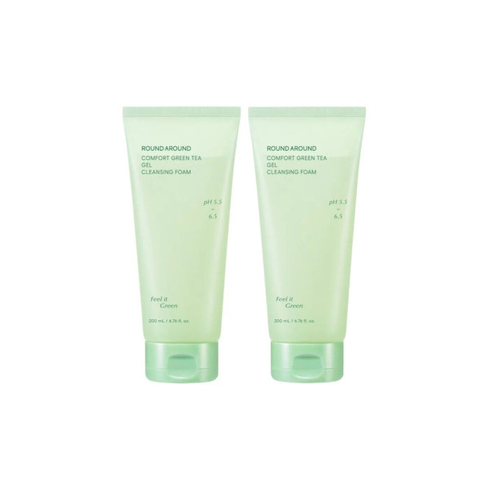 ROUND A’ROUND Comfort Green Tea Gel Cleansing Foam Double Set | La Cosmetique