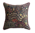 Cotton Velvet Printed Pillow W/ Botanical Pattern
