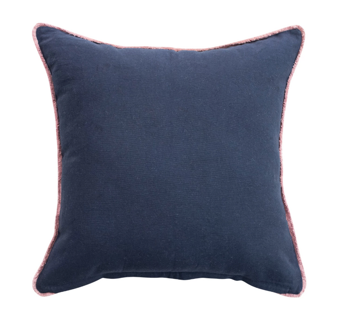 Cotton Velvet Printed Pillow W/ Botanical Pattern