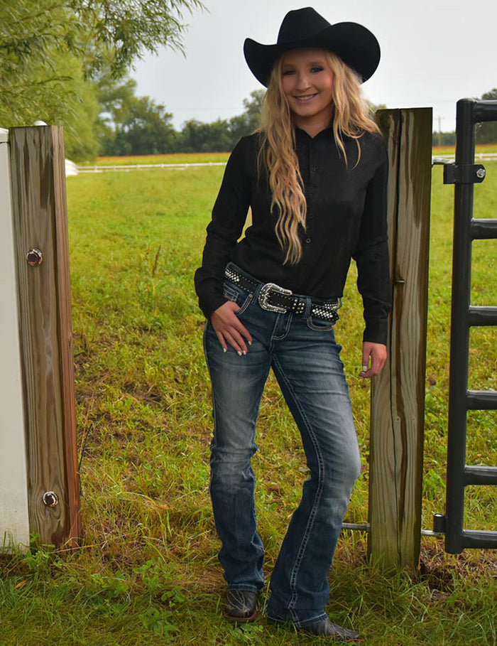 Cowgirl Tuff Dark Faded Don't Fence Me In Jean