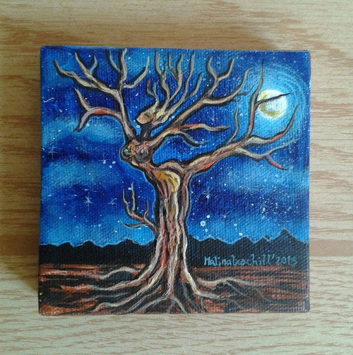"Dancing Beneath the Moon (Danzando bajo la Luna)" by artist Gabriela Zapata