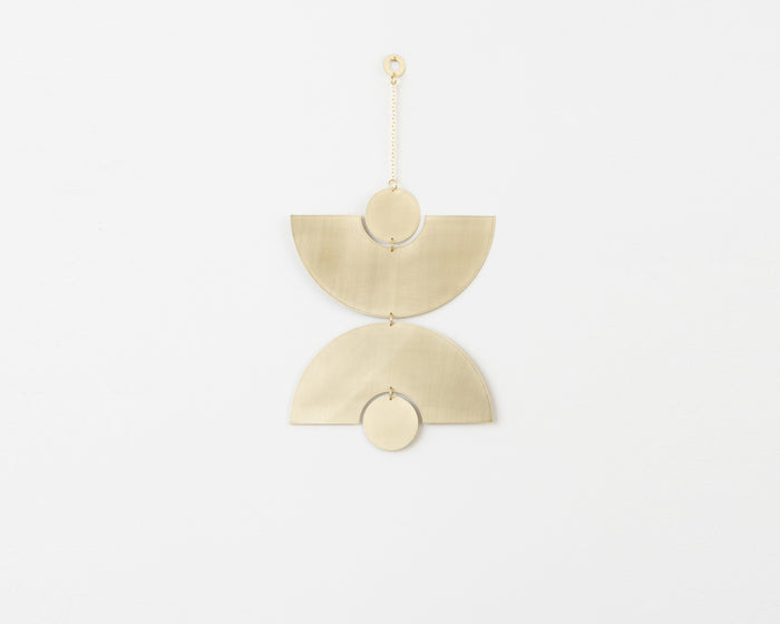 Circle & Line Double Arc Wall Hanging – Wall Art in Brass