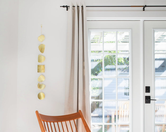 Circle & Line Element Wall Hanging – Handmade Mobile Art in Brass