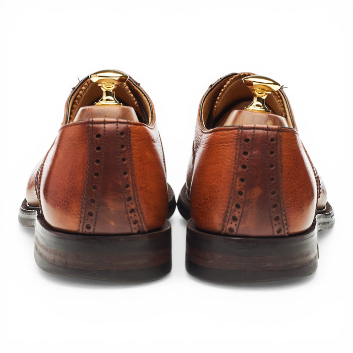 'George II' Tan Brown Grain Leather Saddle Oxford UK 9.5 F