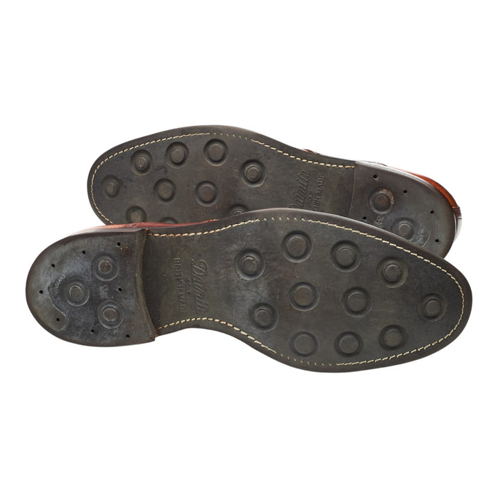 'George II' Tan Brown Grain Leather Saddle Oxford UK 9.5 F