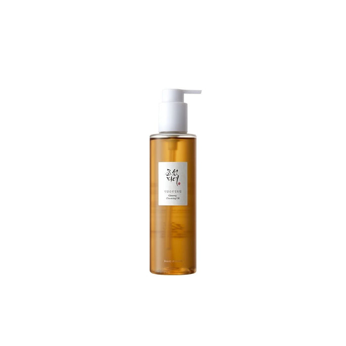 Beauty of Joseon Ginseng Cleansing Oil 210ml bottle with pump, featuring clear liquid and minimalist label design.