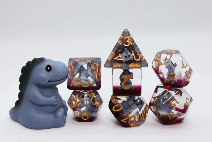 Gray T-Rex RPG Dice Set Plastic Dice Foam Brain Games