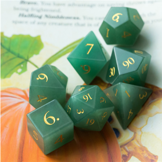 Green Aventurine - Engraved with Gold Stone Dice Foam Brain Games