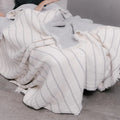 Grey Turkish Cotton Striped Throw