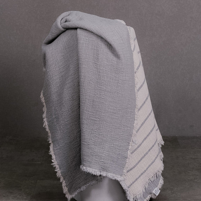Grey Turkish Cotton Striped Throw