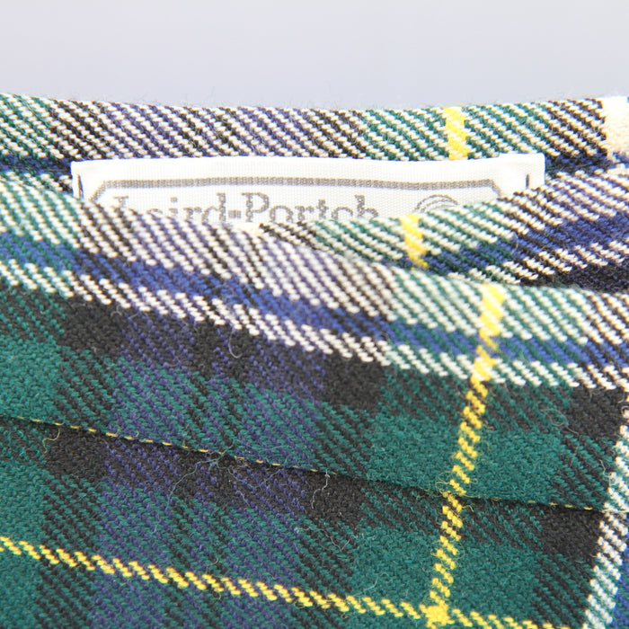 Laird-Portch Gordan Tartan Plaid Skirt Pleated Flat Front Leather Belt Waist 24"
