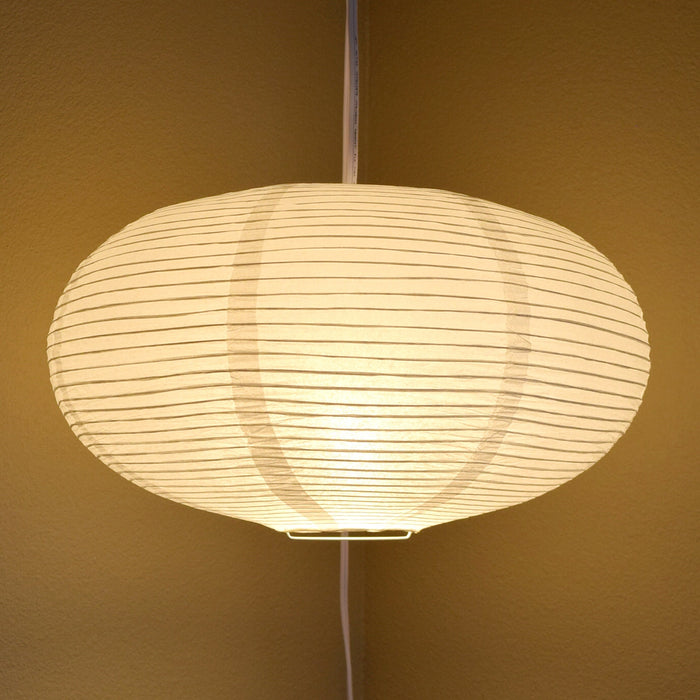 Large Oval Shaped Premium Fine Line Paper Lantern, White (22"W x 13")