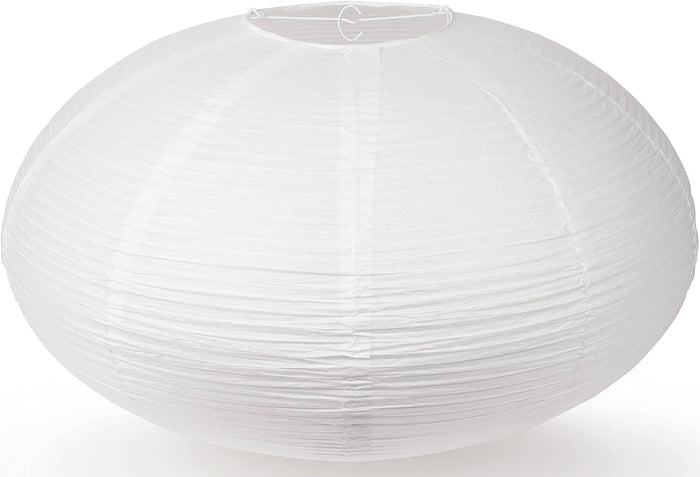 Large Oval Shaped Premium Fine Line Paper Lantern, White (22"W x 13")
