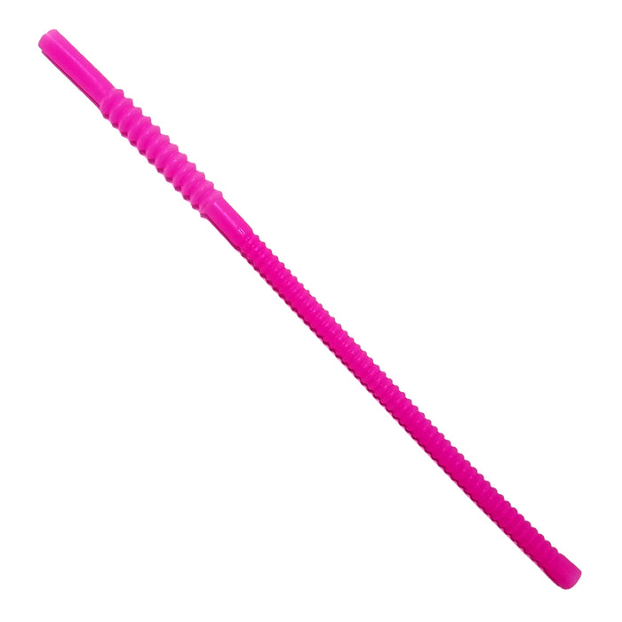 Pink bendable straw.