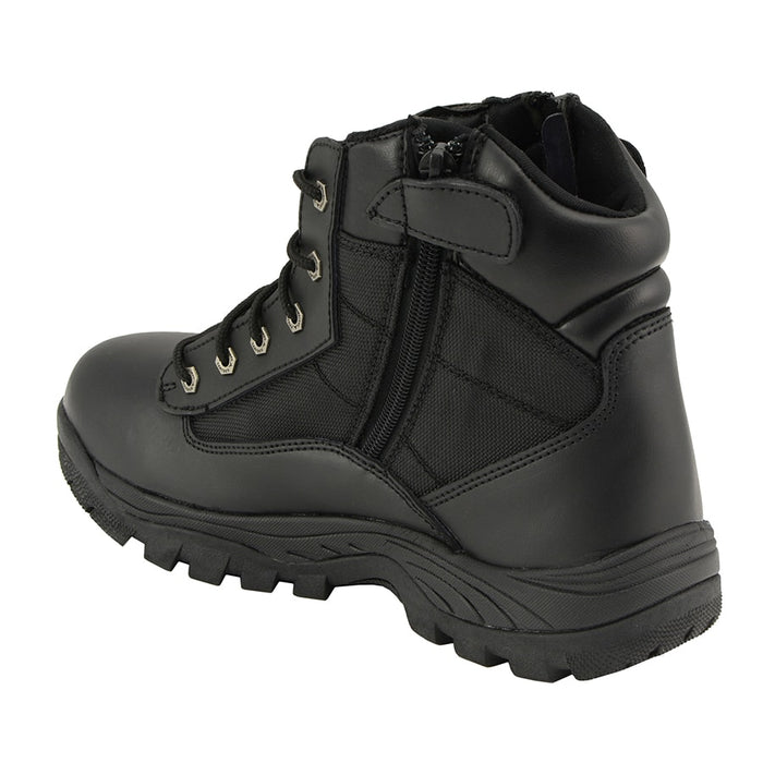 Mens 6″ Leather Tactical Lace Front Boot with Side Zipper Entry