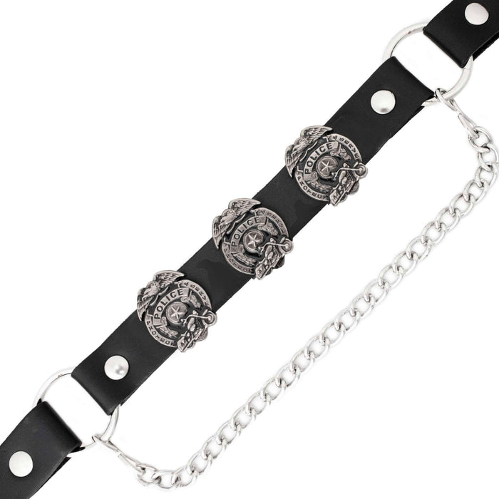 Milwaukee Leather Silver Police Emblem Boot Chain with Adjustable Strap - MLA3011