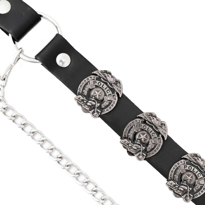 Milwaukee Leather Silver Police Emblem Boot Chain with Adjustable Strap - MLA3011