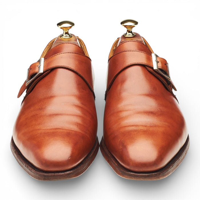 'Monkton' Tan Brown Leather Monk Strap UK 8 E