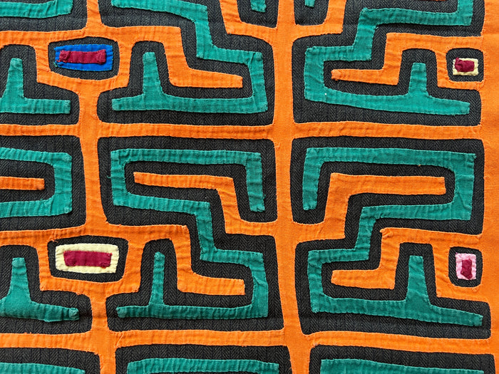 Orange & Green Guna Mola Cloth - 1'3 x 1'6