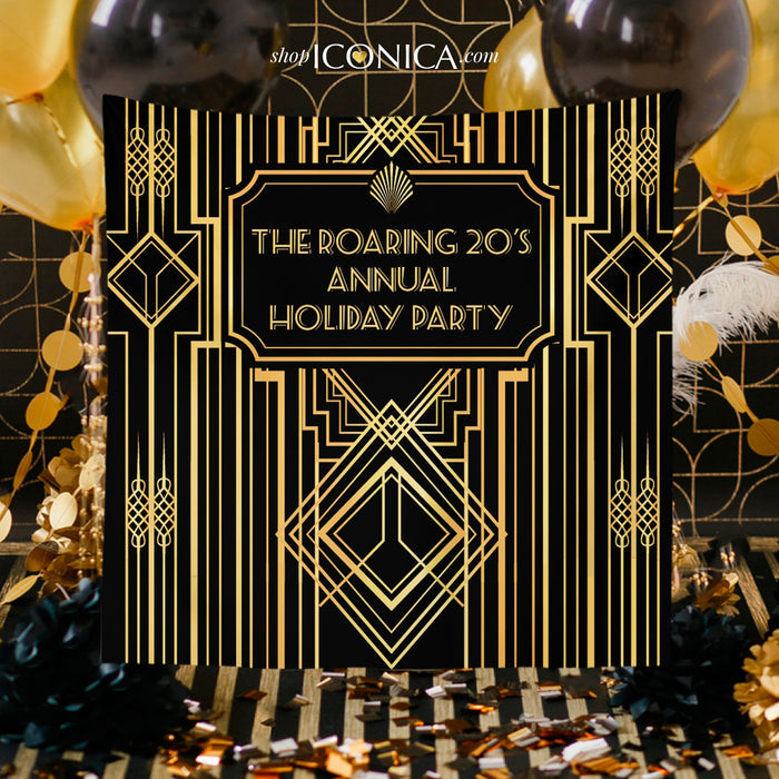 Personalized Art Deco Backdrop, Roaring 20s Party Banner