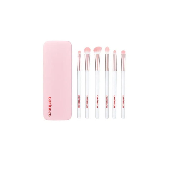 Coringco Pink Pocket Eye Brush Set [6pcs] | La Cosmetique