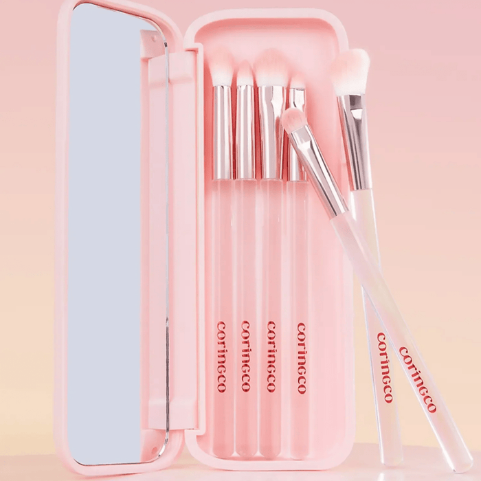 Coringco Pink Pocket Eye Brush Set [6pcs] | La Cosmetique