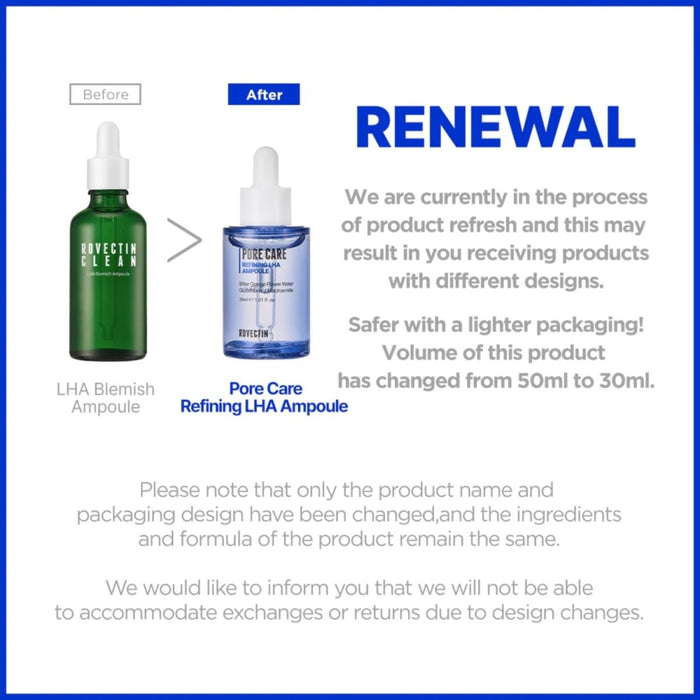 Rovectin Pore Care Refining LHA Ampoule 30ml | La Cosmetique