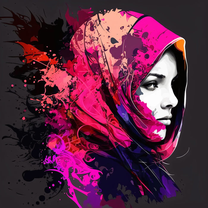 Portrait Woman In The Scarf, Digital Painting