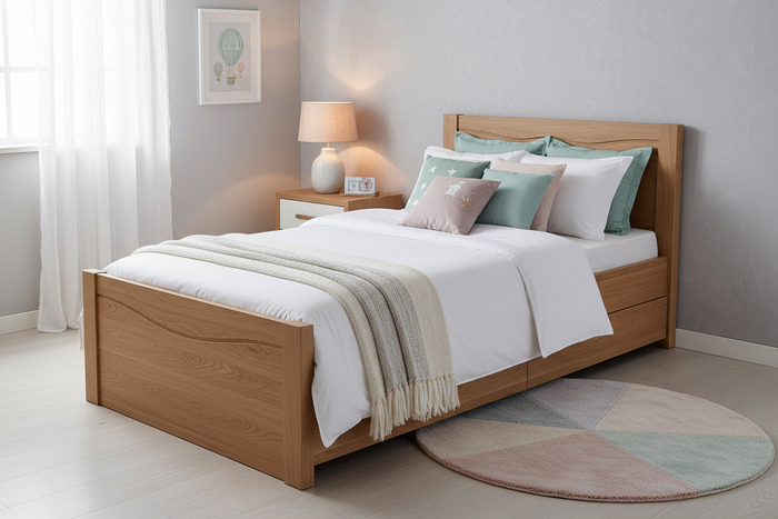 Designer single size bed for stylish bedroom