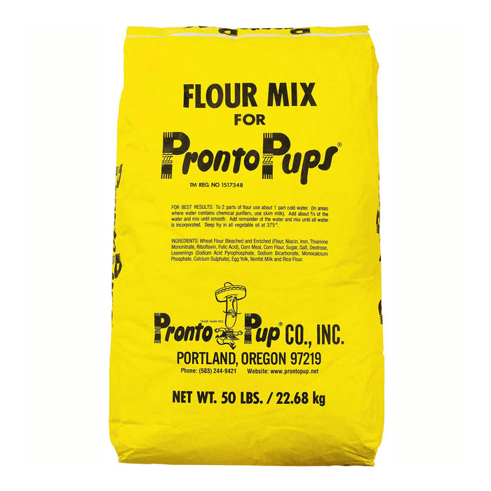 Yellow bag of Pronto Pups corn dog mix.