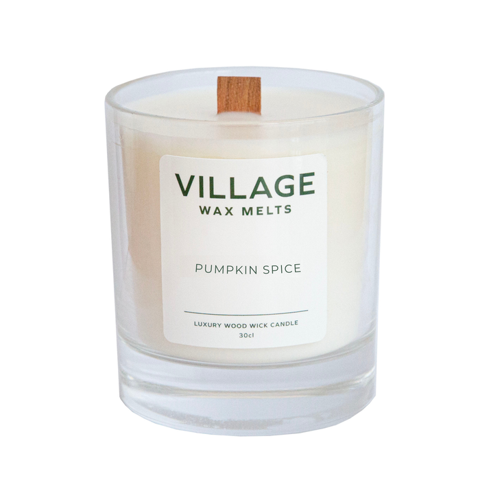 Pumpkin Spice Scented Wood Wick Candle (30cl) | Autumn Fragrance