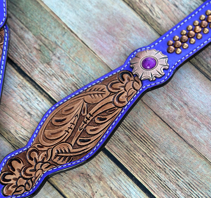 Purple Tooled Tack Set