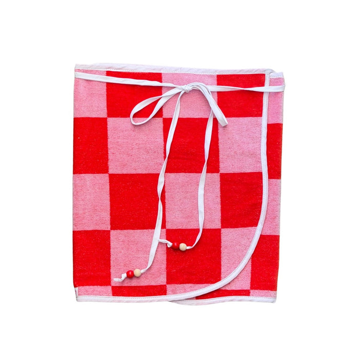 Red&Pink Checkered Towel Wrap