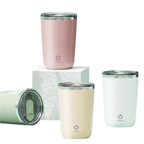 Minimalist rechargeable self stirring mugs in pastel colors EDEN.