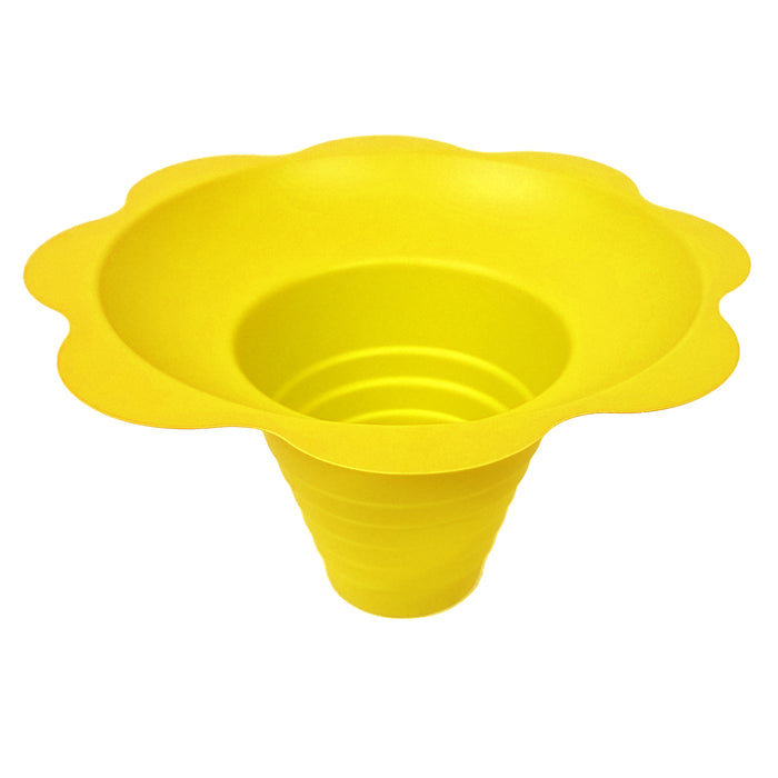 large yellow plastic flower-shaped Sno-Kone cup