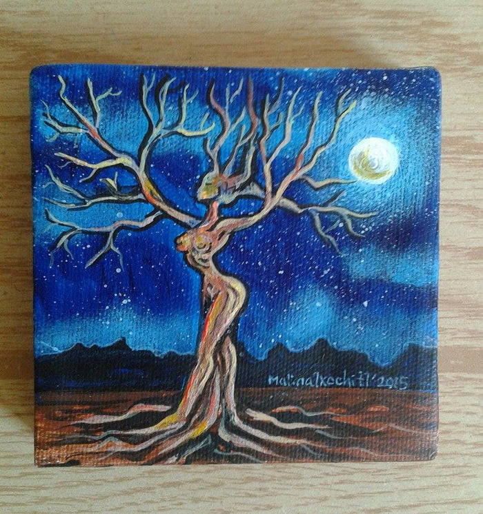 "Waiting for You Beneath the Moonlight (Esperandote bajo la Luz de la Luna)" by artist Gabriela Zapata