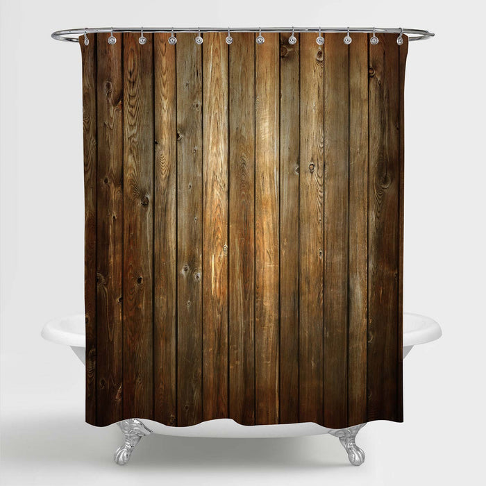 Weathered Wooden Planks with Natrual Pattern Shower Curtain - Brown