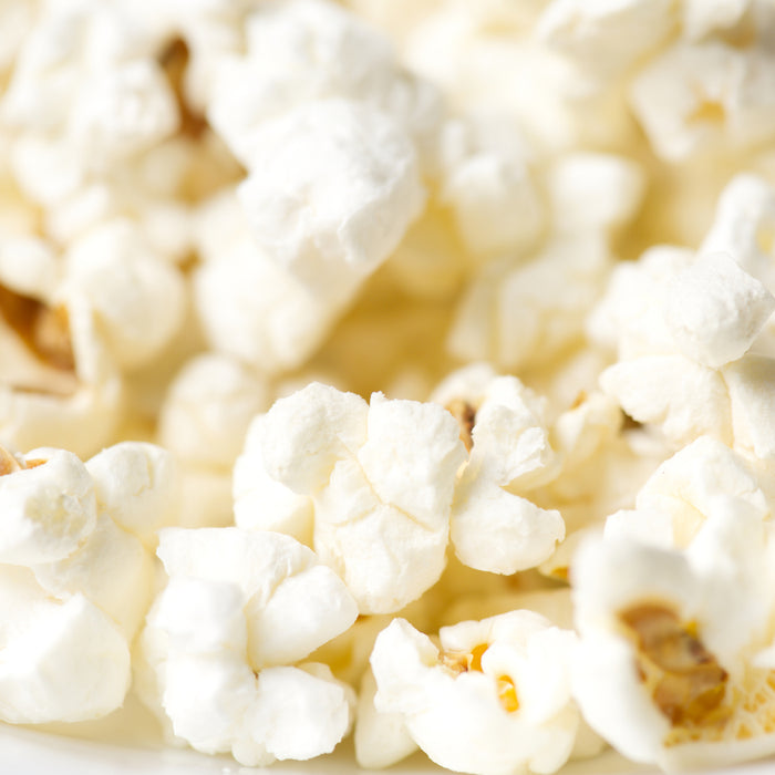Close-up of white cheddar flavored popcorn