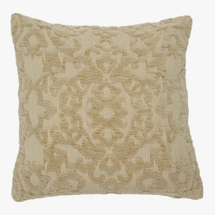 Woven Cotton Chenille Pillow Taupe 18"