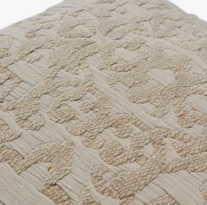 Woven Cotton Chenille Pillow Taupe 18"